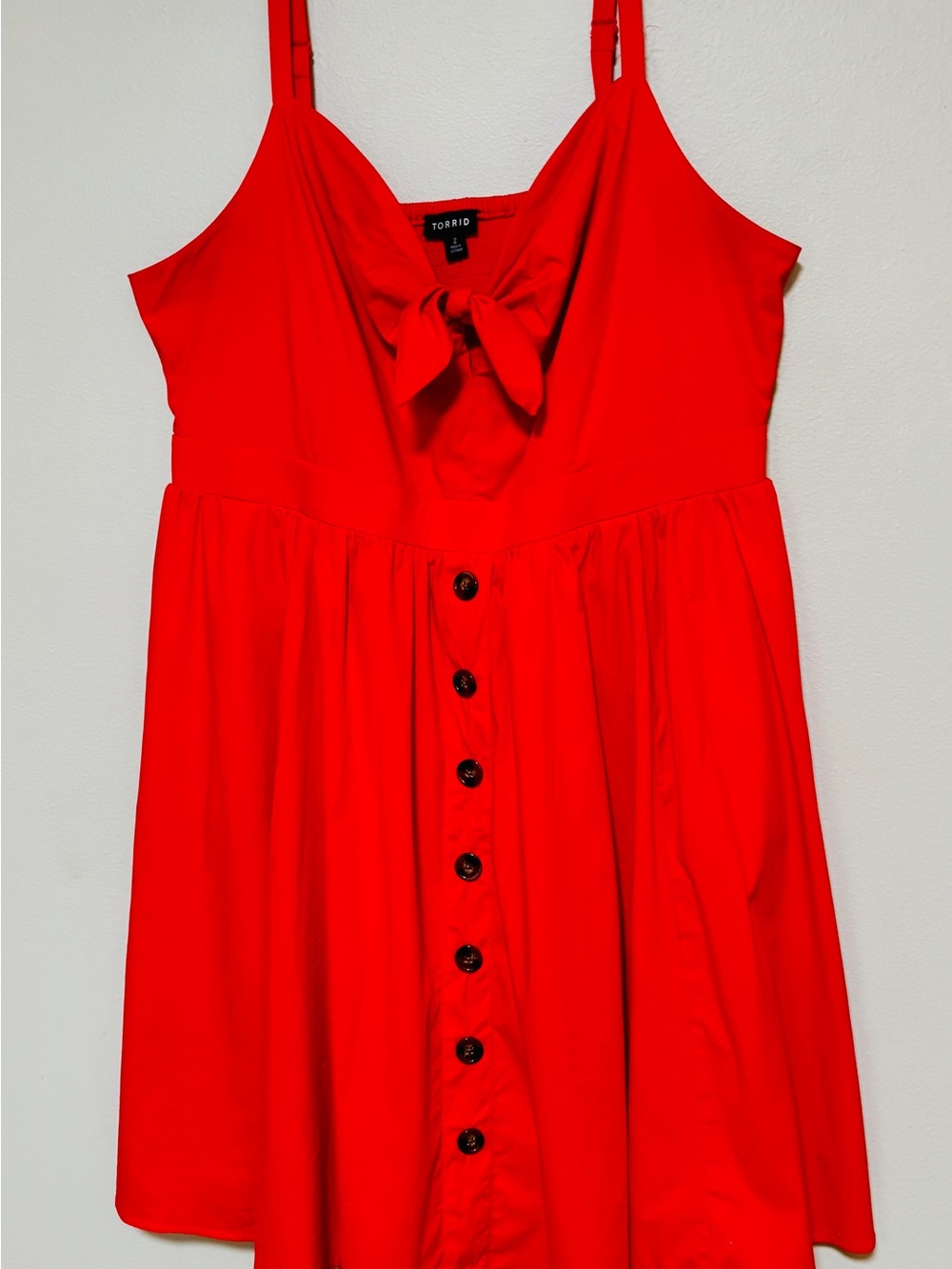 Torrid Red Retro Chic Tie-Front Button-Front Mini Dress